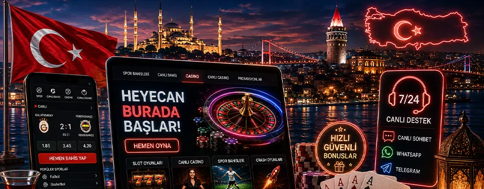 İstanbul gece manzarası önünde canlı casino ve slot ekranları